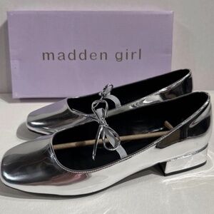 Madden Girl Egret Silver Mary Janes 11 (maryjane shoes, heels)